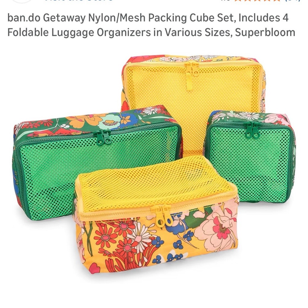 Set of 6️⃣‼️ ban.do Colorful Floral Packing Cubes.